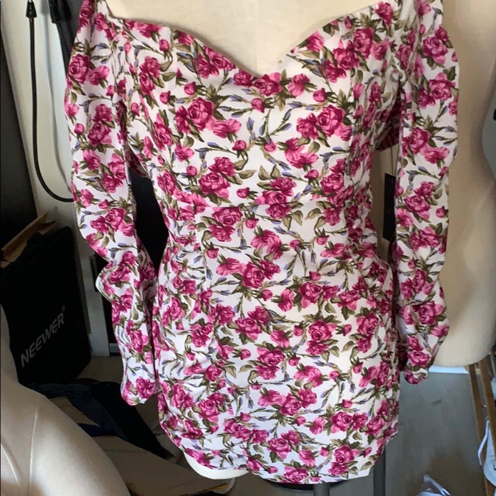 White floral off shoulder dress